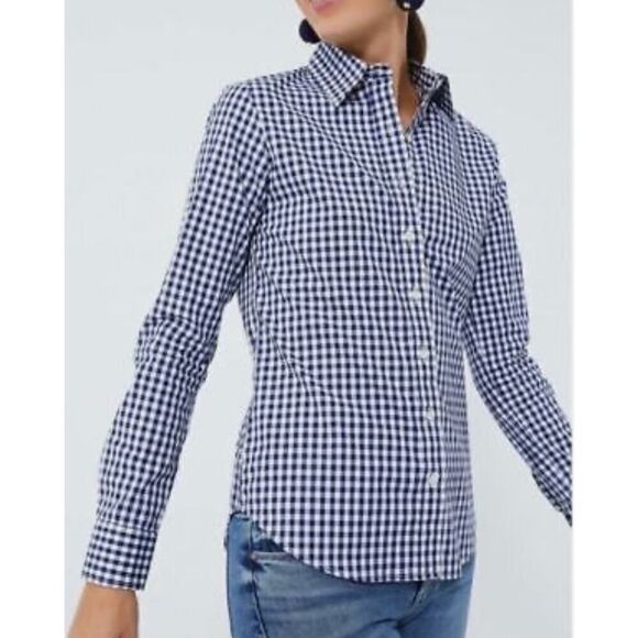 UNTUCKit Belleza women’s Blue Check Shirt NWT Size 2 - Picture 3 of 4